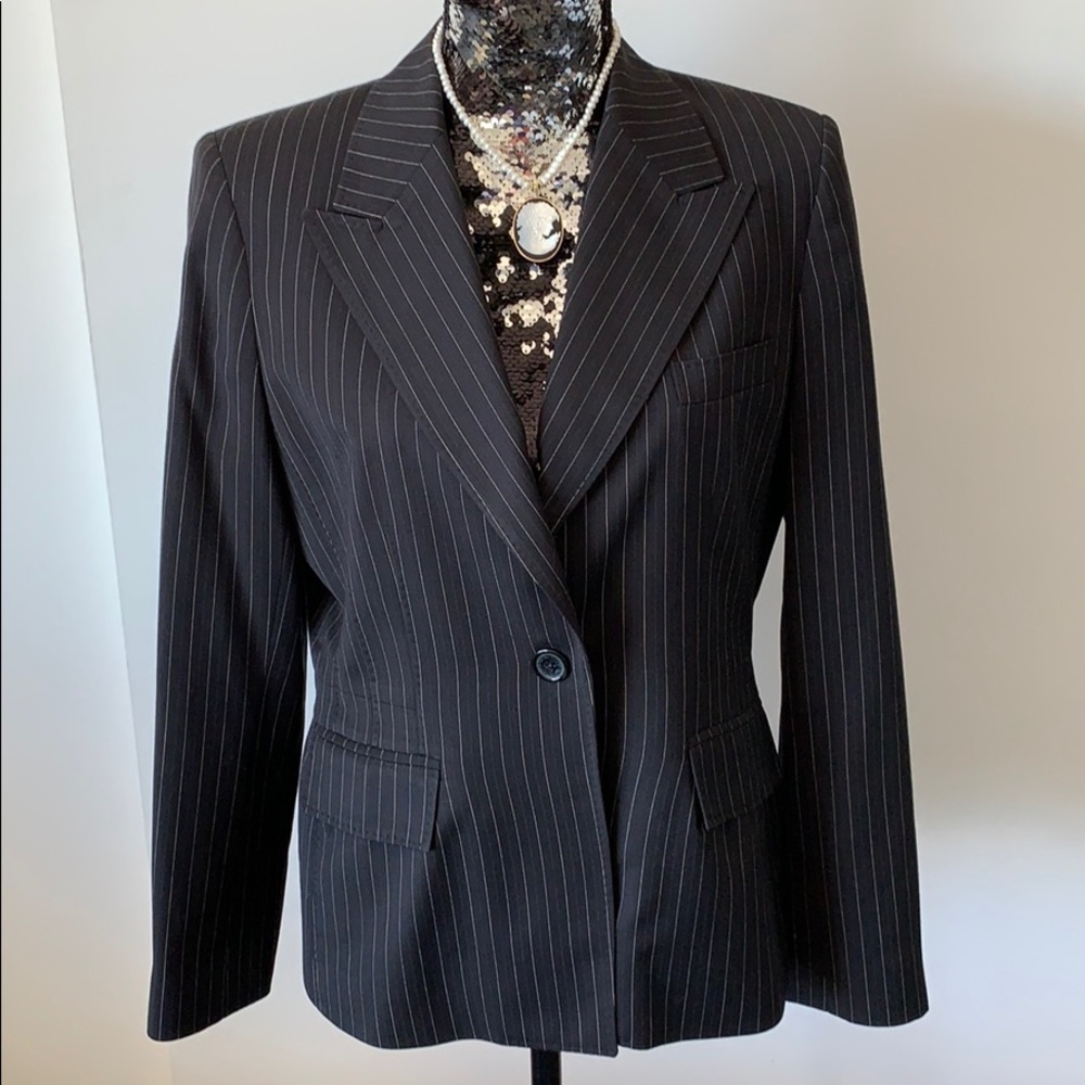 Charcoal Grey Anne Klein Pinstripe Jacket